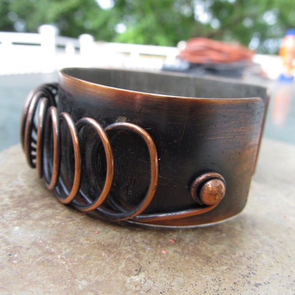 Vintage Pedro Pujol Copper Modernist Coiled Cuff bracelet - Picture 3 of 6